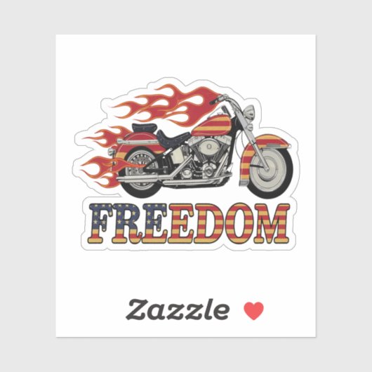 Freedom Motorcycle Flames Sticker (Vel)