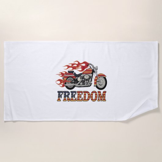 Freedom Motorcycle Flames Strandlaken (Voorkant)