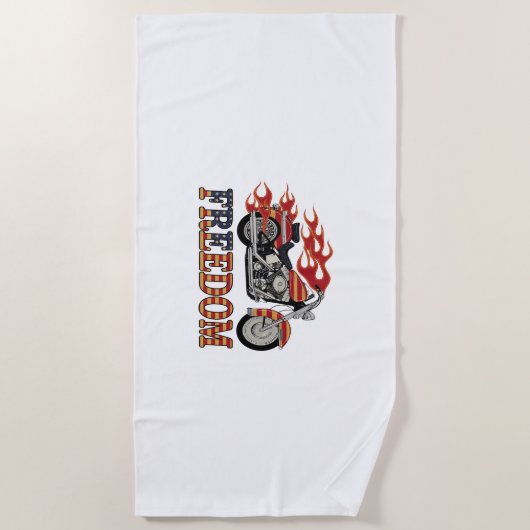 Freedom Motorcycle Flames Strandlaken (Voorkant)
