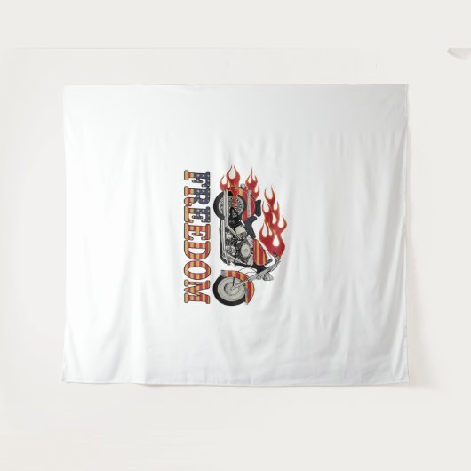 Freedom Motorcycle Flames Wandkleed (Voorkant (horizontaal))