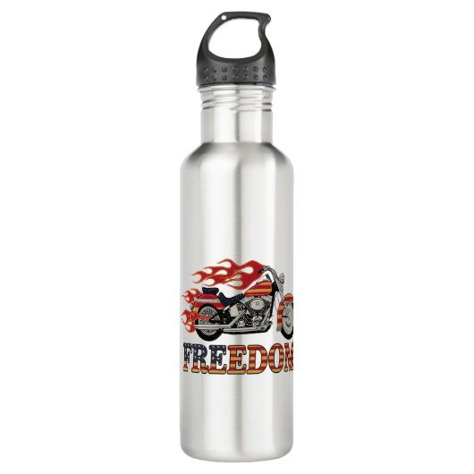 Freedom Motorcycle Flames Waterfles (Voorkant)