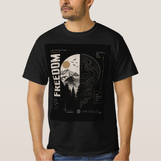 Freedom Mountain Topografisch Streetwear T-shirt