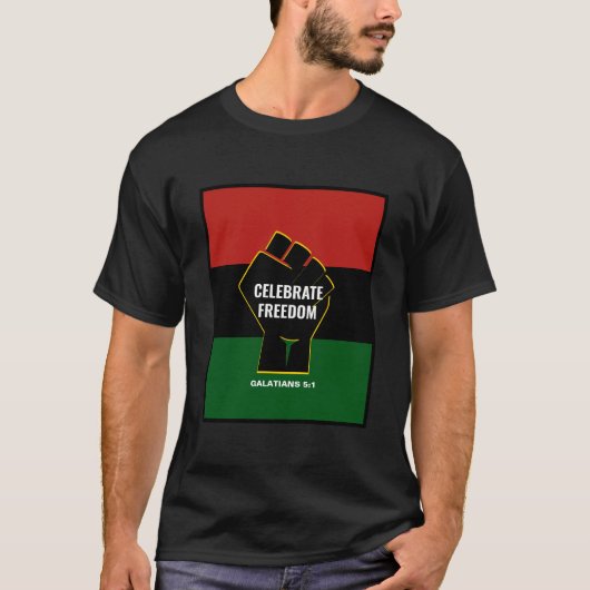 FREEDOM Pan African Christelijk Juneteenth T-shirt (Voorkant)