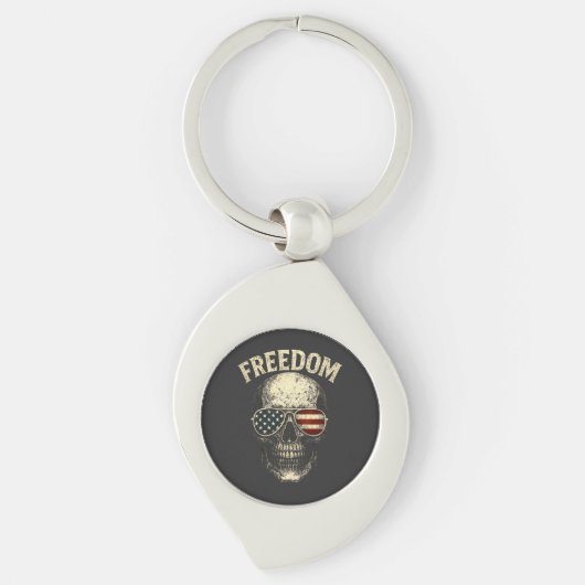 Freedom Patriotic Skull USA Sleutelhanger (Voorkant)