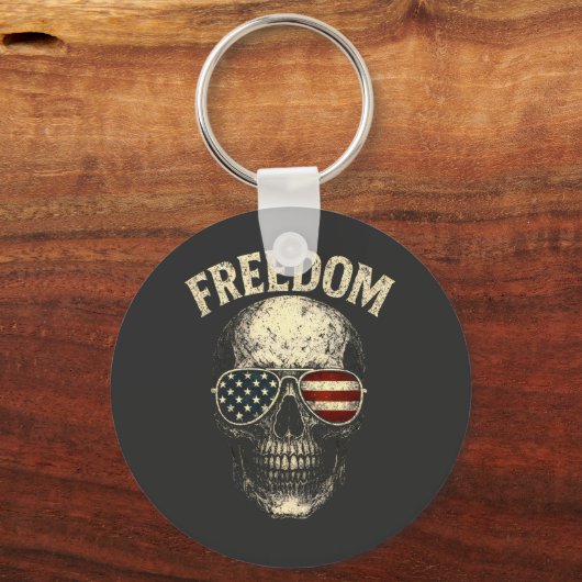 Freedom Patriotic Skull USA Sleutelhanger (Voorkant)