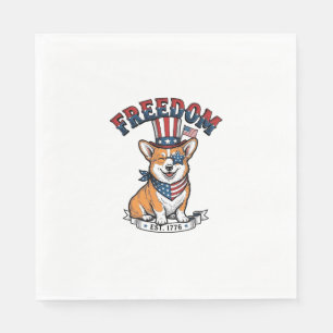 Freedom Patriottische Corgi Vintage Gravure T-Shir Servet