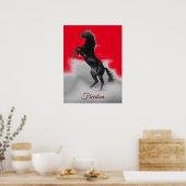 Freedom Red Black Grey Rearing Horse Pop Art Poster (Keuken)