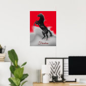 Freedom Red Black Grey Rearing Horse Pop Art Poster (Thuiskantoor)