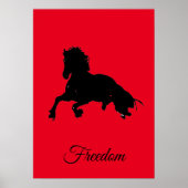 Freedom Red Black Horse Pop Art Poster (Voorkant)