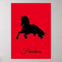 Freedom Red Black Horse Pop Art