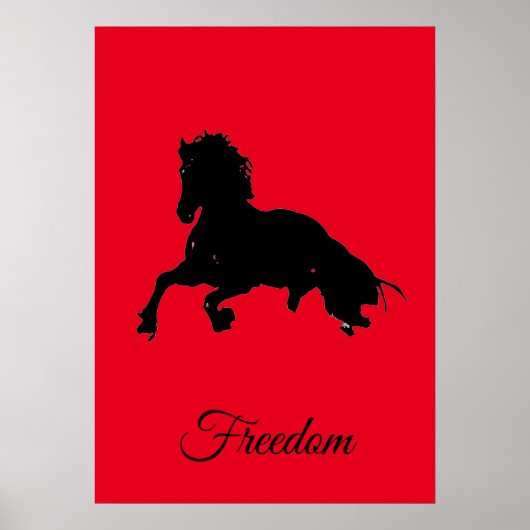 Freedom Red Black Horse Pop Art Poster (Voorkant)