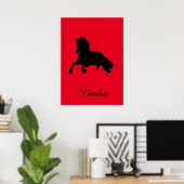 Freedom Red Black Horse Pop Art Poster (Thuiskantoor)