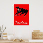 Freedom Red Black Pop Art die paarden runt Poster (Keuken)