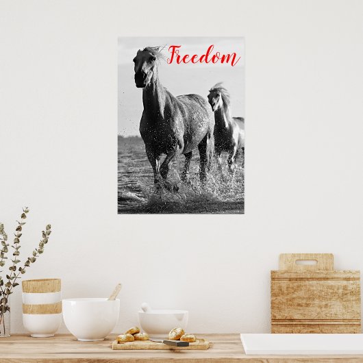 Freedom Red Black White-looppaarden Poster (Keuken)