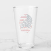 Freedom Ride: Retro Motorfiets en Amerikaanse Vlag Glas (Achterkant)