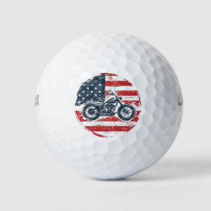 Freedom Ride: Retro Motorfiets en Amerikaanse Vlag Golfballen