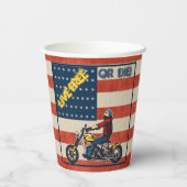 Freedom Rider Biker over VS-vlagpapier Papieren Bekers (Achterkant)