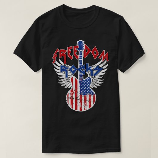 Freedom Rocks 4 juli Patriotic USA Flag Rock T-shirt (Design voorkant)