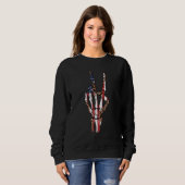 Freedom Rocks Leopard Red White Blue Skeleton Rock Trui (Voorkant volledig)