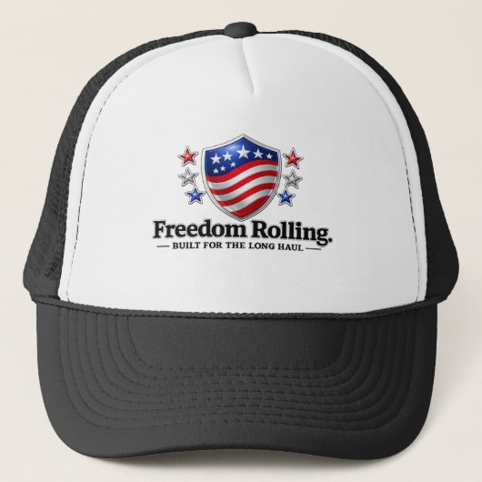Freedom Rolling Patriottisch Schild Logo | Amerika Trucker Pet (Voorkant)