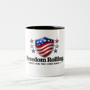 Freedom Rolling Patriottisch Schild Logo   Amerika Tweekleurige Koffiemok