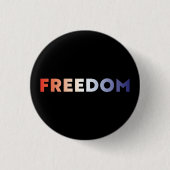 Freedom rood wit blauw gradiënt typografie zwart ronde button 3,2 cm (Voorkant)