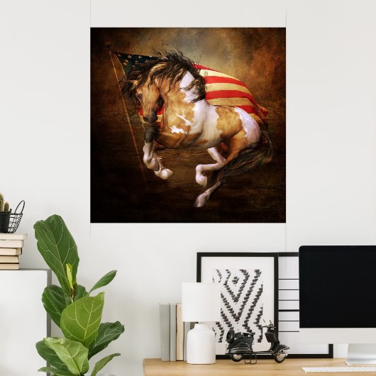 Freedom run American Flag Poster (Thuiskantoor)