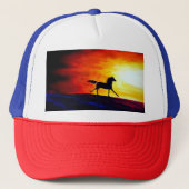 Freedom Running Horse Sjabloon White Red Blue Trucker Pet (Voorkant)