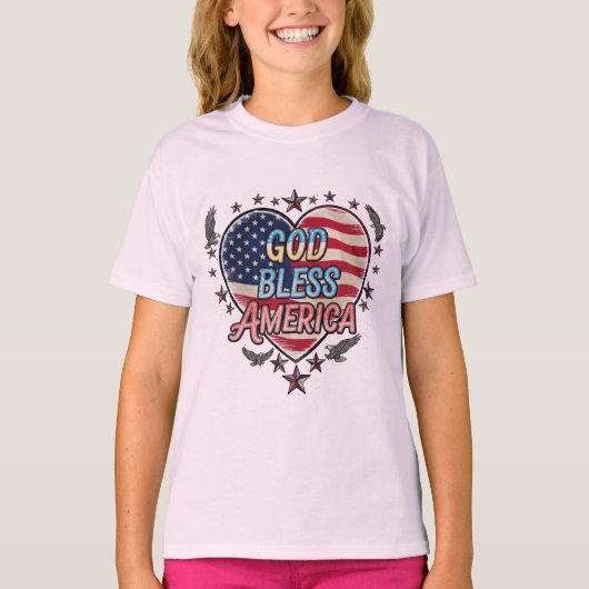 Freedom’s Prayer  God Bless America T-shirt desig (Voorkant)