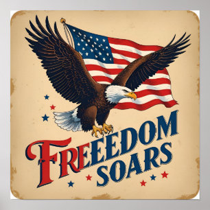 Freedom Soars Eagle Perkament Poster Print