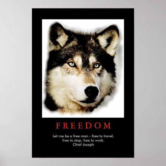 Freedom Spirit Motivatie Wolf Eyes Poster (Voorkant)