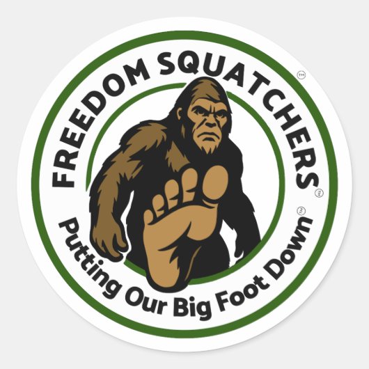 Freedom Squatchers "Big Foot Down" Round Sticker (Voorkant)