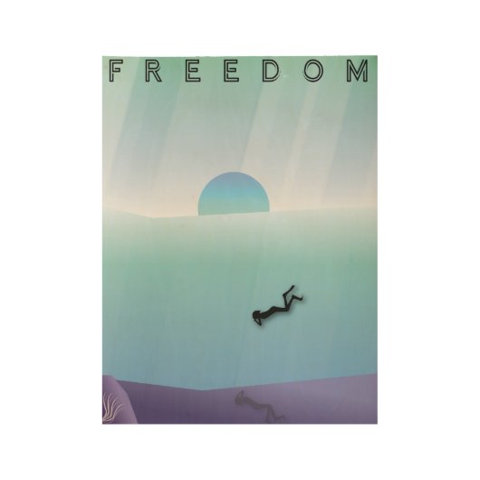 Freedom Swimmer in Blue Wood Poster (Voorkant)