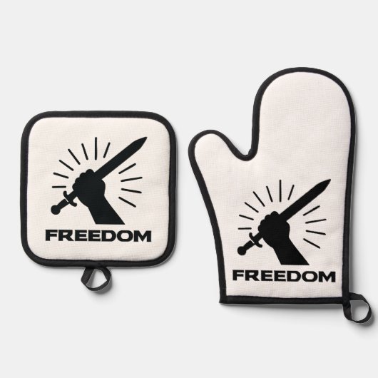 freedom sword graphic ovenwant & pannenlap set (Voorkant)