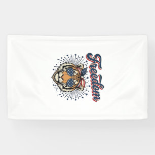 Freedom Tijger Patriottisch Vintage Gravure Shirt_ Spandoek