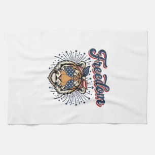 Freedom Tijger Patriottisch Vintage Gravure Shirt_ Theedoek
