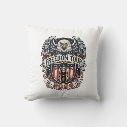 Freedom Tour 2026 Vintage Eagle Motorfiets Kussen (Voorkant)