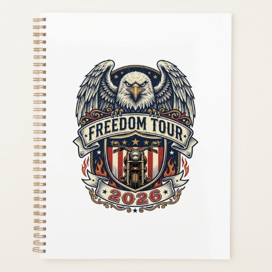 Freedom Tour 2026 Vintage Eagle Motorfiets Planner (Voorkant)