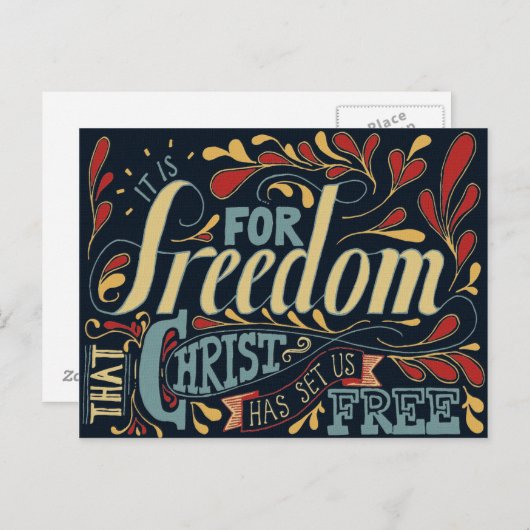 Freedom Typography Artwork Briefkaart (Voorkant / Achterkant)