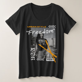 Freedom Urban style Street draag VS zwart Grote Maat T-shirt