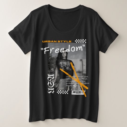 Freedom Urban style Street draag VS zwart Grote Maat T-shirt (Design voorkant)