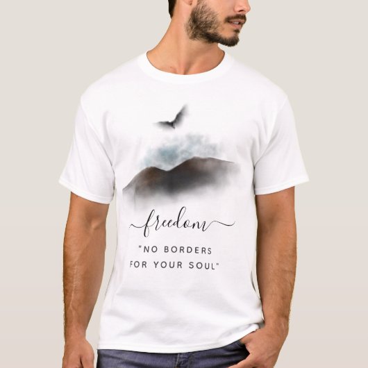 Freedom Waterverf Eagle Mountains T-shirt (Voorkant)