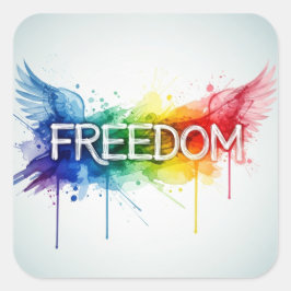 Freedom & Wings – Colorful Watercolor Art with Abs Vierkante Sticker