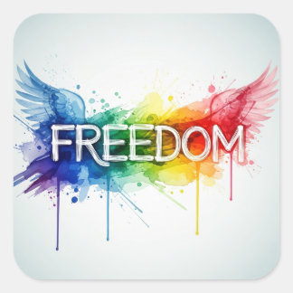 Freedom & Wings – Colorful Watercolor Art with Abs Vierkante Sticker