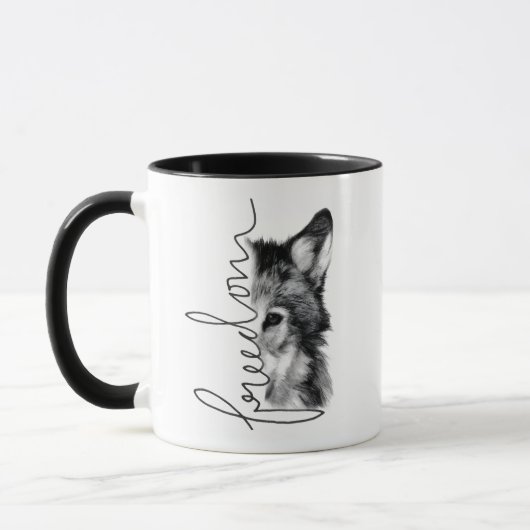 Freedom Wolf Minimal Lijn Kunst - Mok (Links)