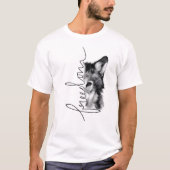 Freedom Wolf Minimal Lijn Kunst - T-shirt (Voorkant)