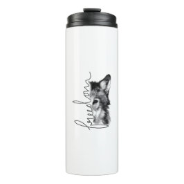 Freedom Wolf Minimal Lijn Kunst - Thermosbeker