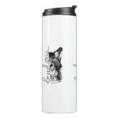 Freedom Wolf Minimal Lijn Kunst - Thermosbeker (Gedraaid links)