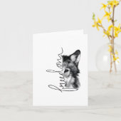 Freedom Wolf Minimal Line Art - Kaart (Gele Bloem)