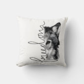 Freedom Wolf Minimal Line Art - Kussen (Voorkant)